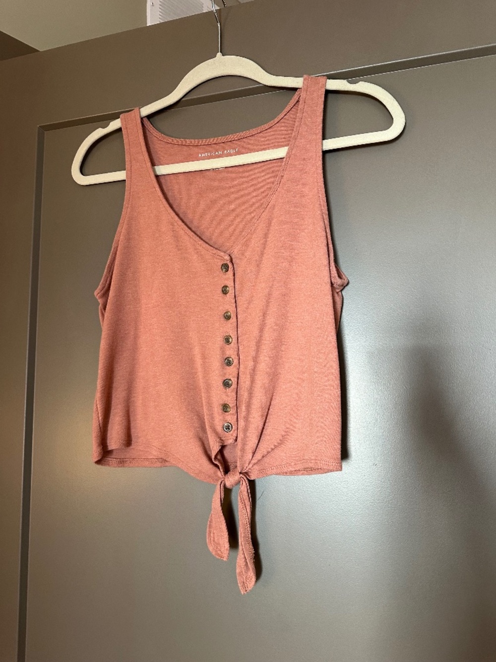 American Eagle Button Front Tie Tank Size S Mauve Casual Summer Top